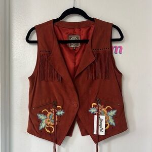 Embroidered Suede Vest // Double D